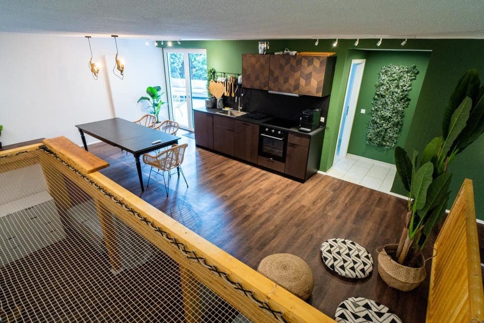 Living room, kitchen