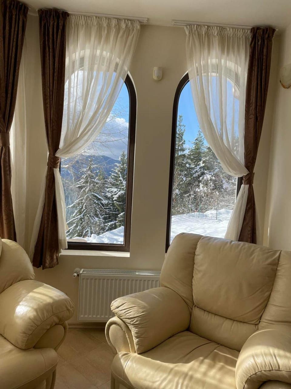 Natural landscape, Living room, Seating area, Mountain view