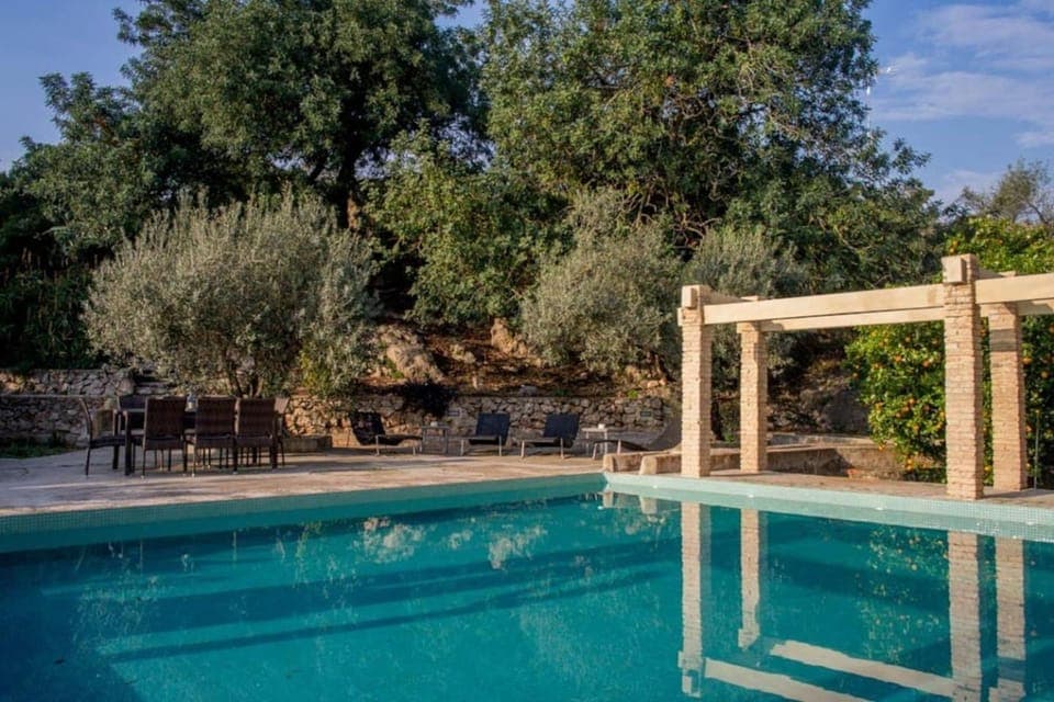 Property building, Living room, Swimming pool