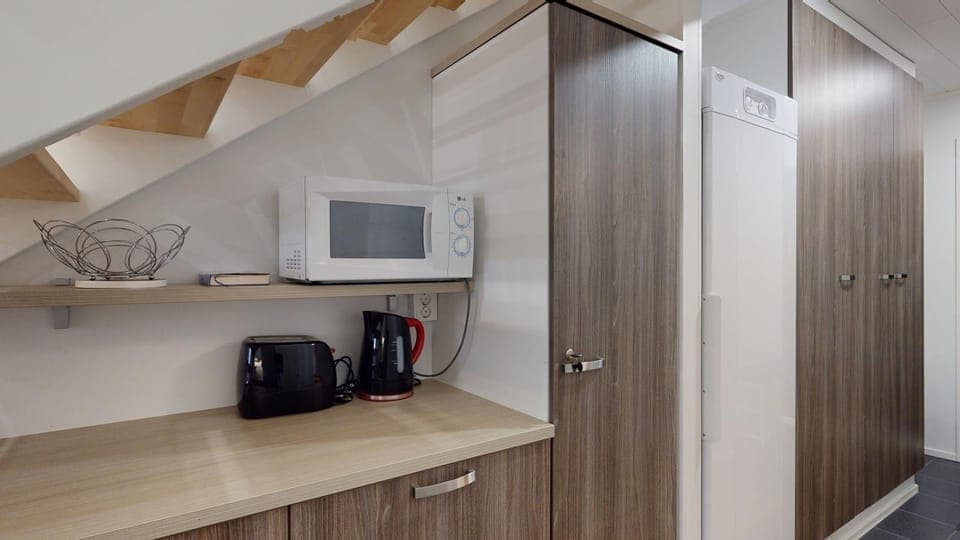 Coffee/tea facilities, minibar, toaster, dryer, kitchen