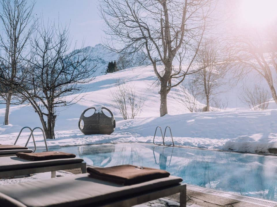 Day, Natural landscape, Winter, Mountain view, Pool view, Swimming pool, sunbed