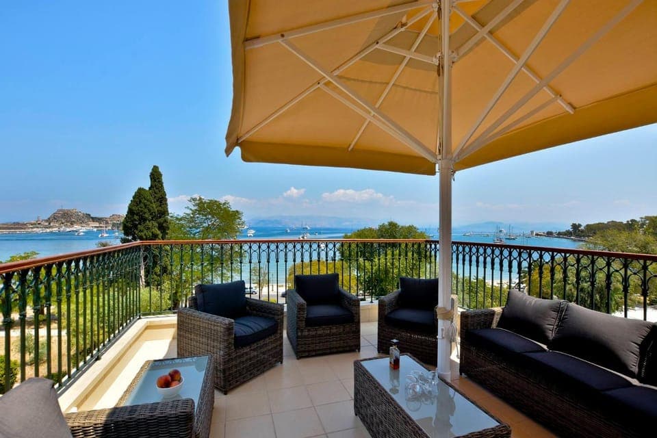 Patio, Day, Natural landscape, View (from property/room), Balcony/Terrace, Living room, Seating area, Sea view