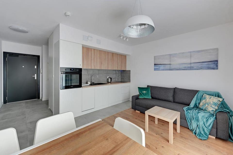 Kitchen or kitchenette, Living room, Seating area, stove