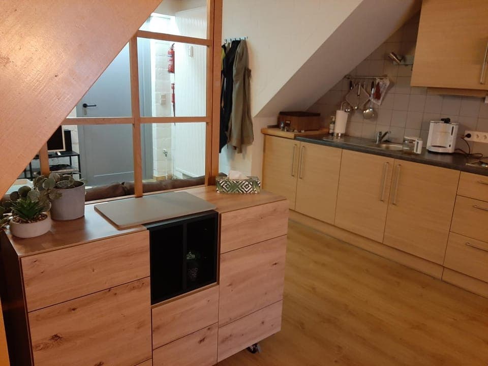 Kitchen or kitchenette, minibar, stove
