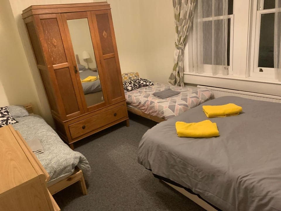 Bed, Photo of the whole room, Bedroom, towels, wardrobe