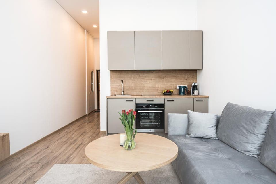 Kitchen or kitchenette, Living room, Dining area