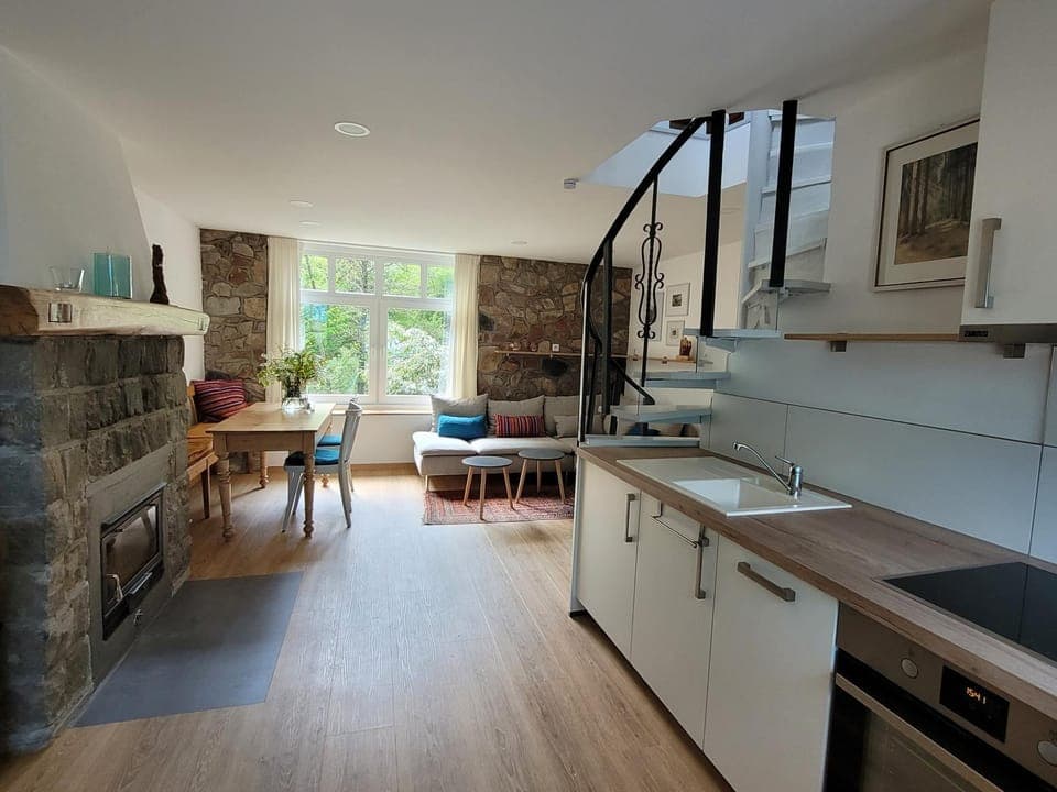 Kitchen or kitchenette, Living room, Dining area