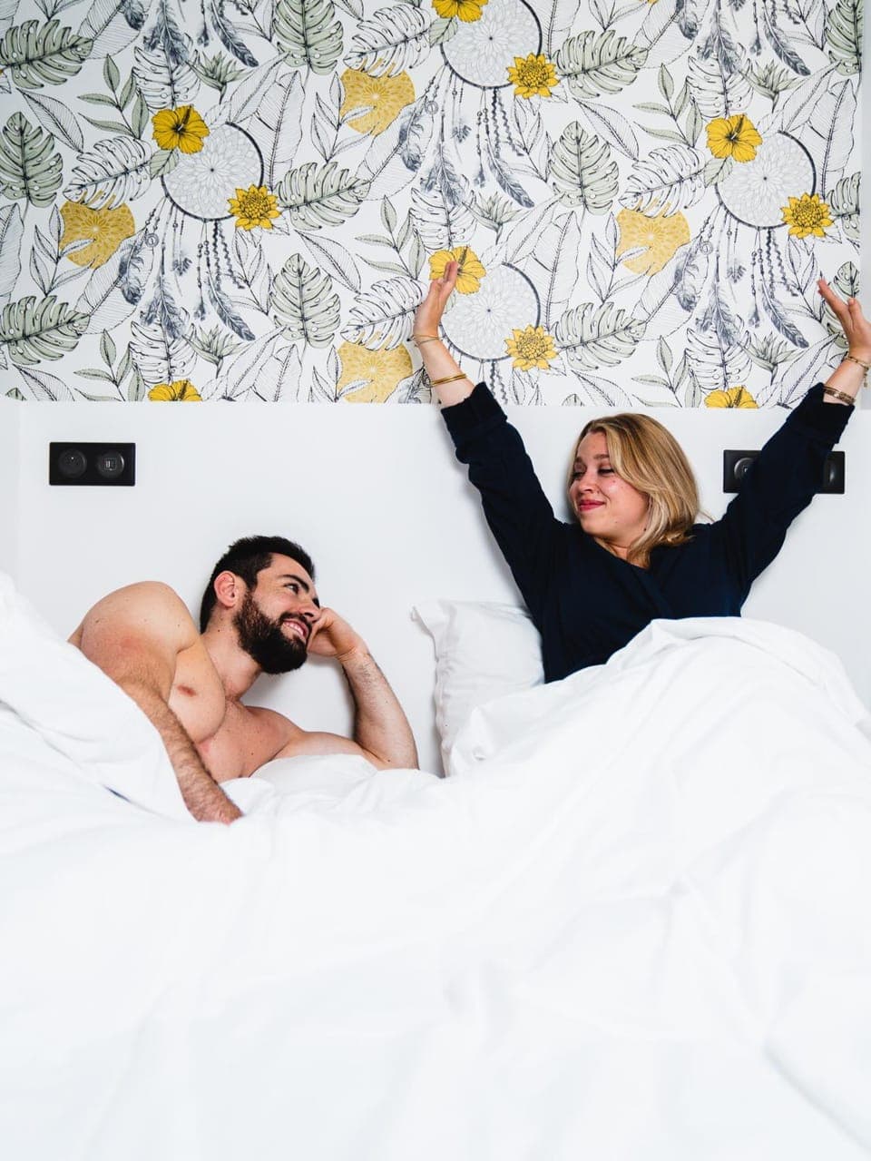 Bed, People, Bedroom, Guests