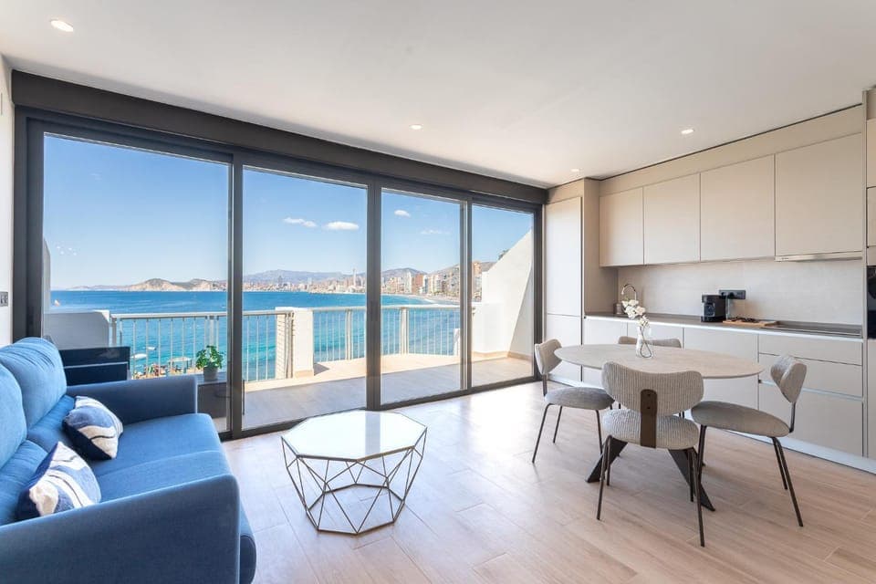 Living room, Sea view, kitchen