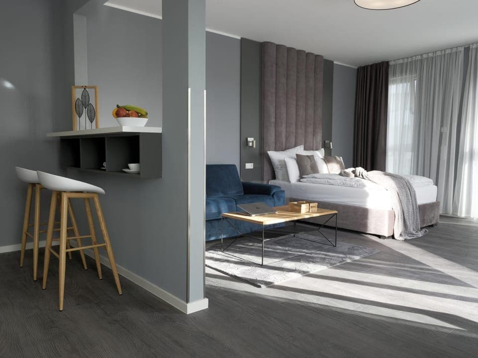 Bed, Living room, Photo of the whole room, Seating area, Bedroom