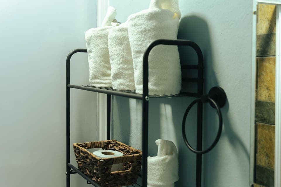 Shower, Bathroom, hair dryier, towels