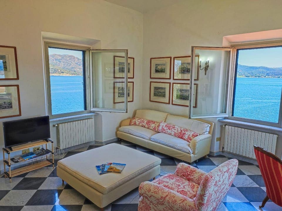 Living room, Seating area, Sea view