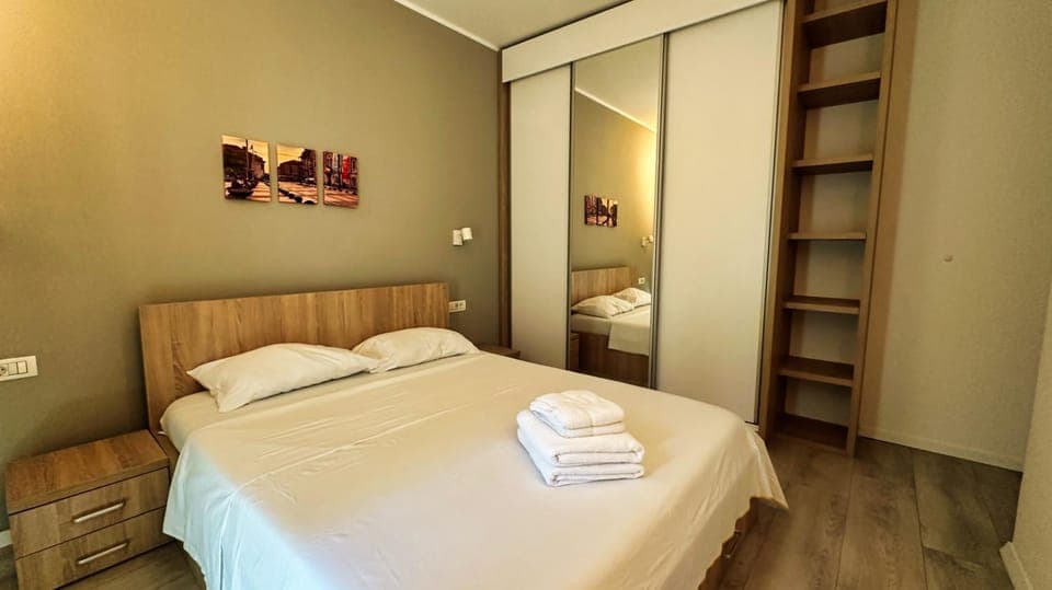 Bed, Photo of the whole room, Bedroom, towels, wardrobe