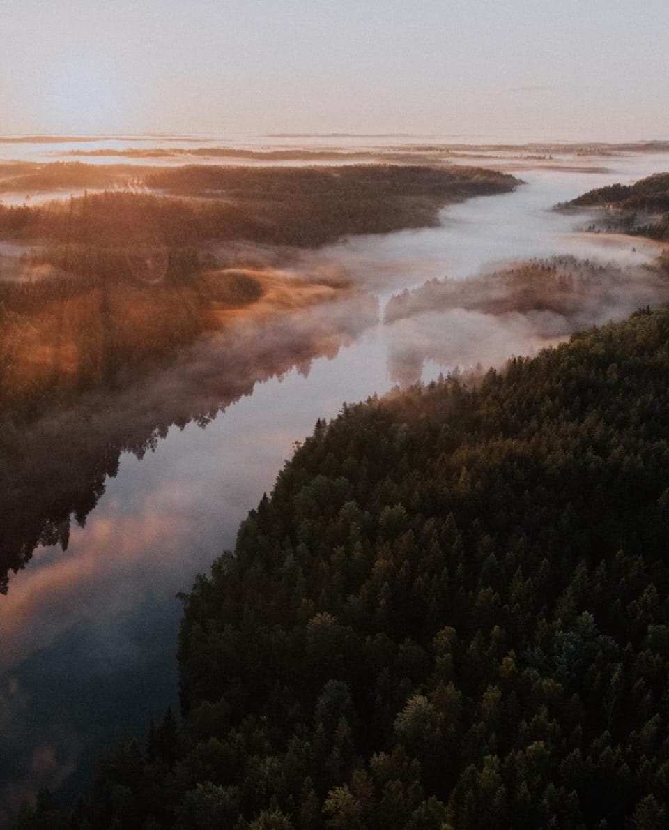 Natural landscape, Bird's eye view, Sunrise