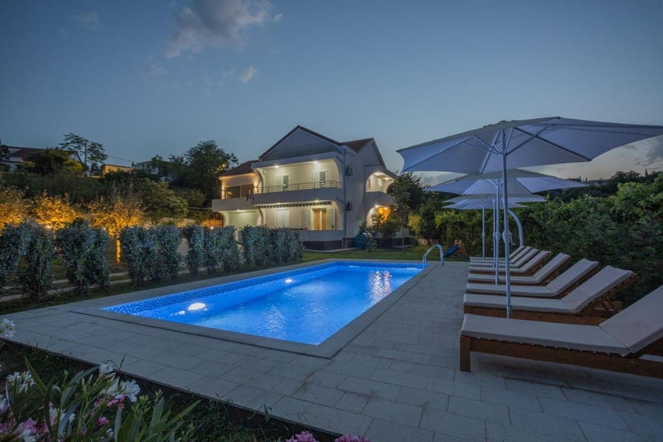 Property building, Night, Neighbourhood, Swimming pool