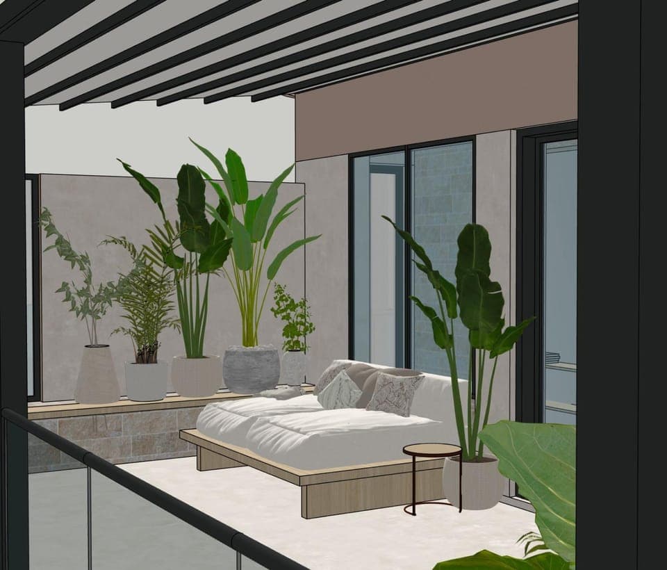 Patio, Bed, View (from property/room), Balcony/Terrace, Seating area, sunbed