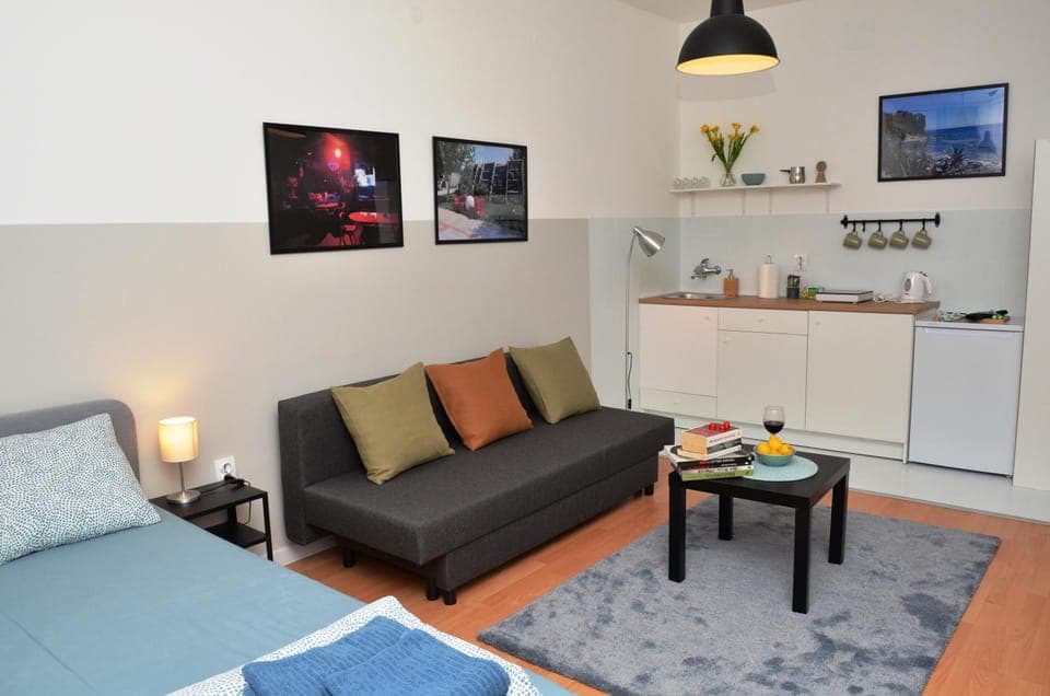 Living room, kitchen