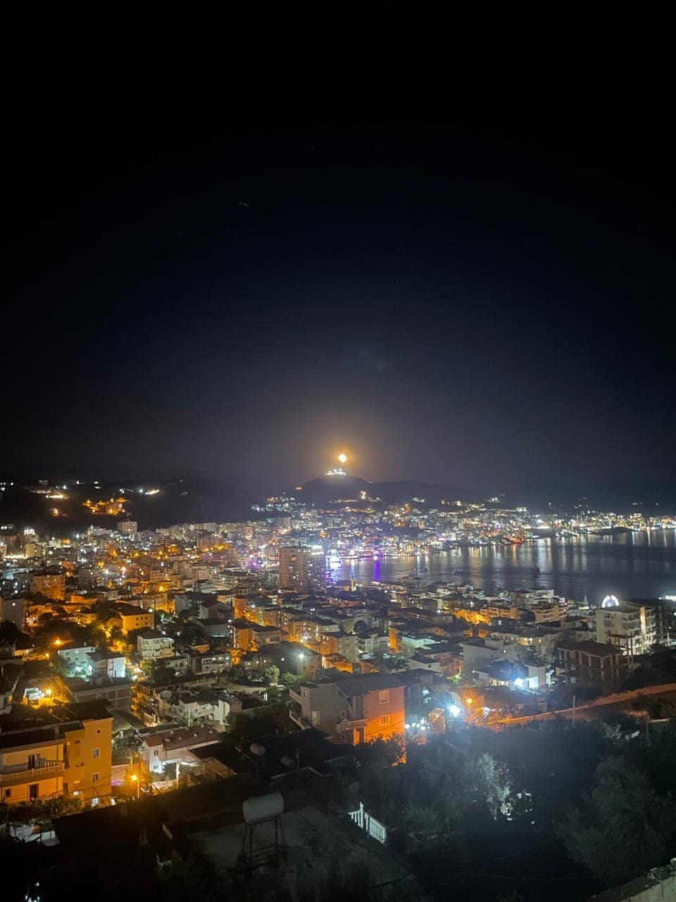 Night, Natural landscape, City view, Sea view