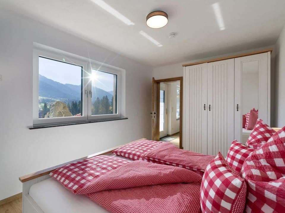 Bed, Bedroom, Mountain view, wardrobe