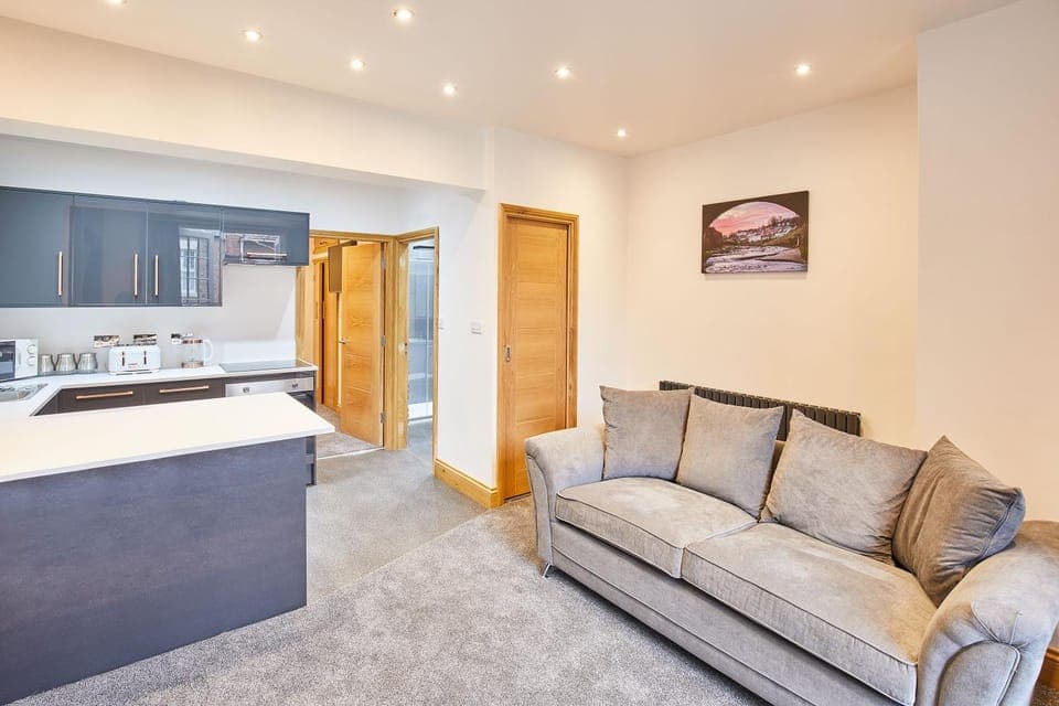 Kitchen or kitchenette, Living room, Seating area