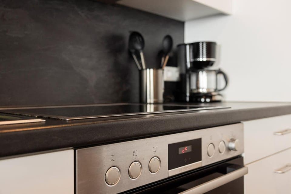 Kitchen or kitchenette, stove, kitchen