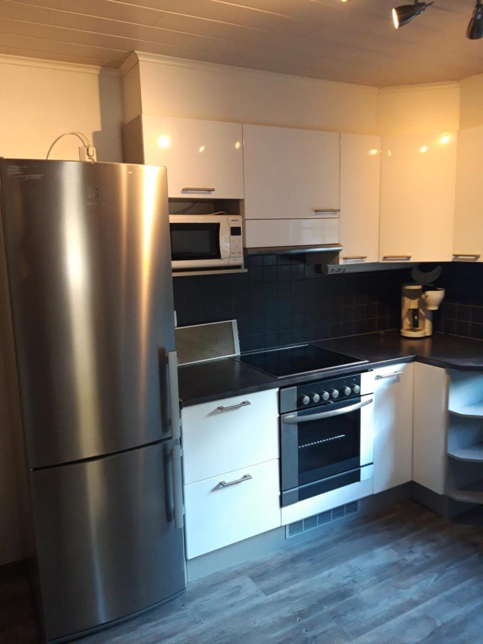 Kitchen or kitchenette, stove