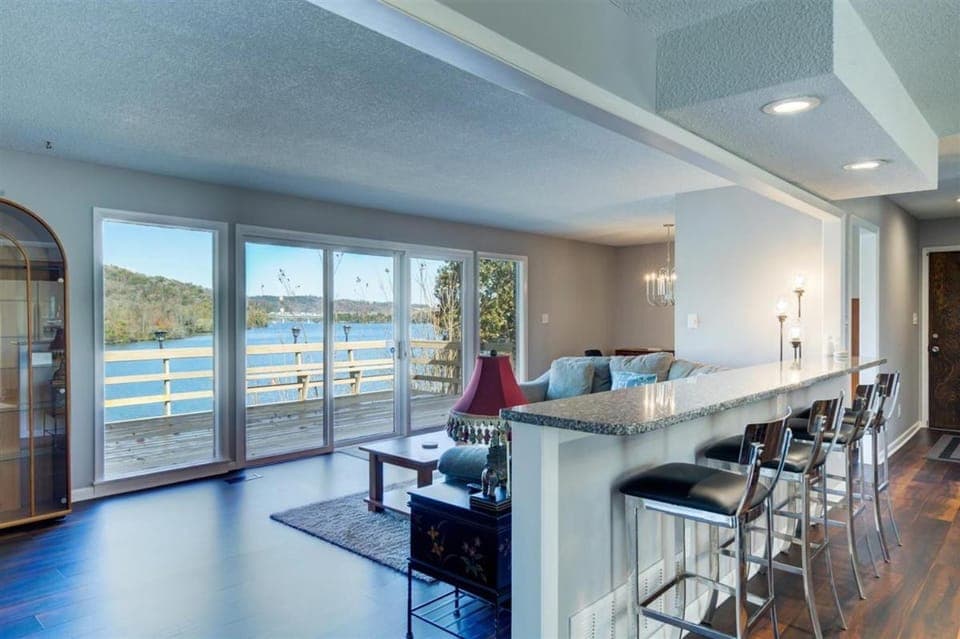 Living room, Seating area, Lake view, River view