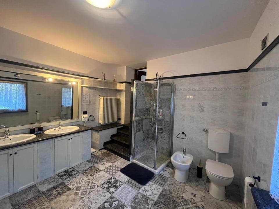 Shower, Bathroom, bidet, hair dryier, towels