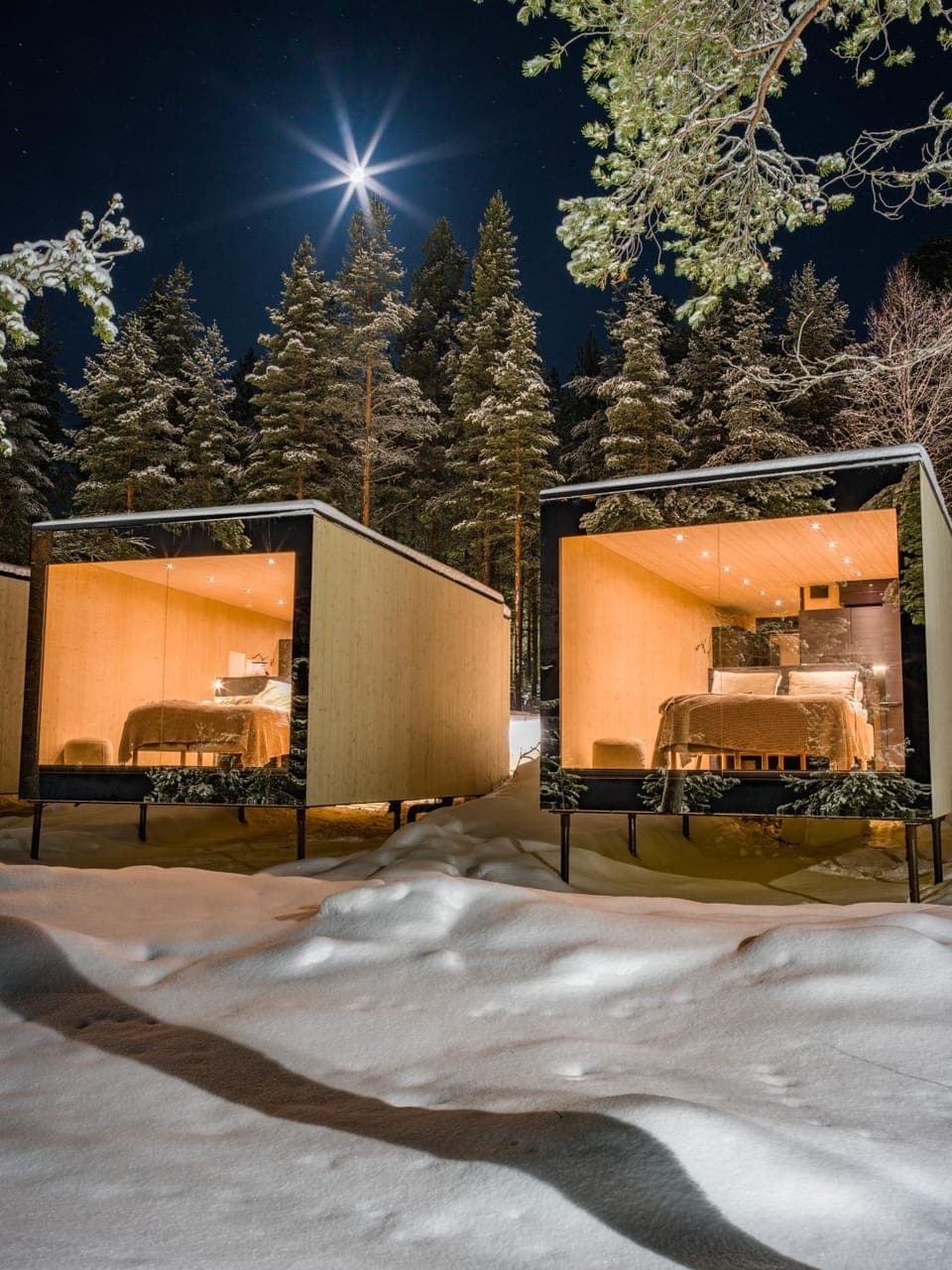 Property building, Night, Winter