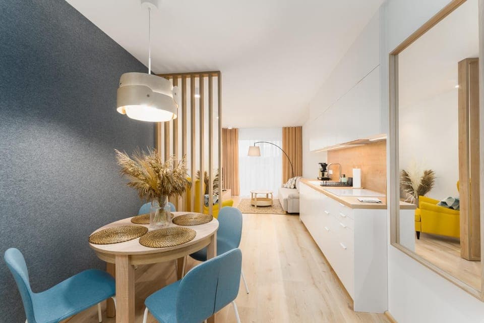 Kitchen or kitchenette, Living room, Photo of the whole room, Seating area, Dining area, kitchen