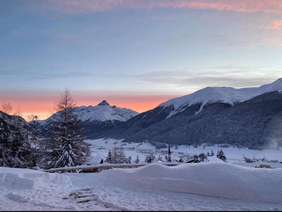 Natural landscape, Winter, Mountain view, Sunset