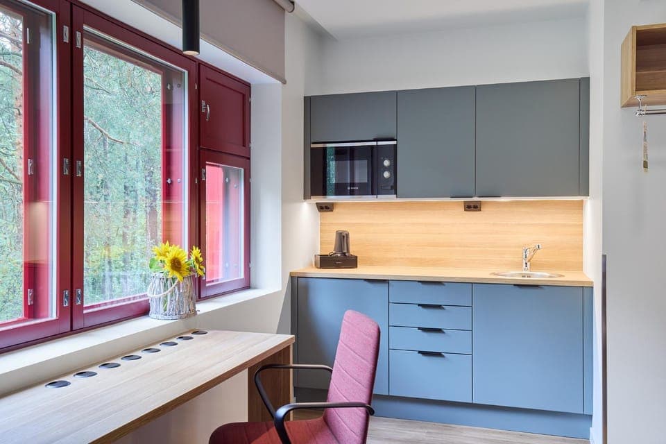 Kitchen or kitchenette, Dining area, stove