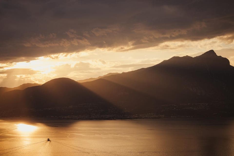 Lake view, Mountain view, Sunset