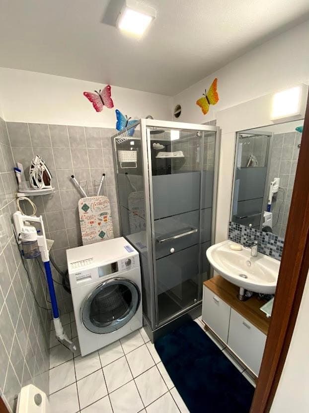 Shower, Bathroom, furniture, washing machine