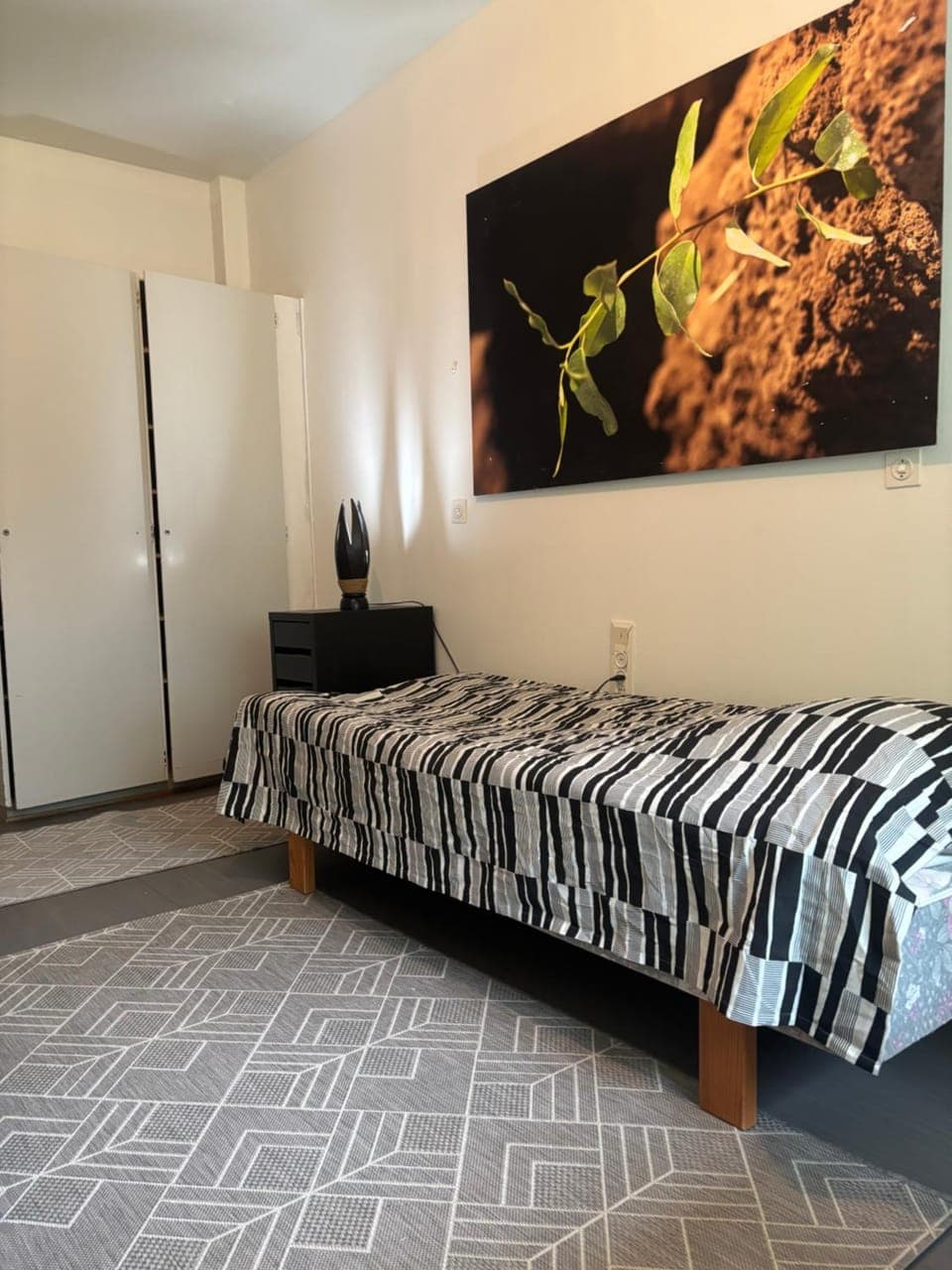Bed, wardrobe