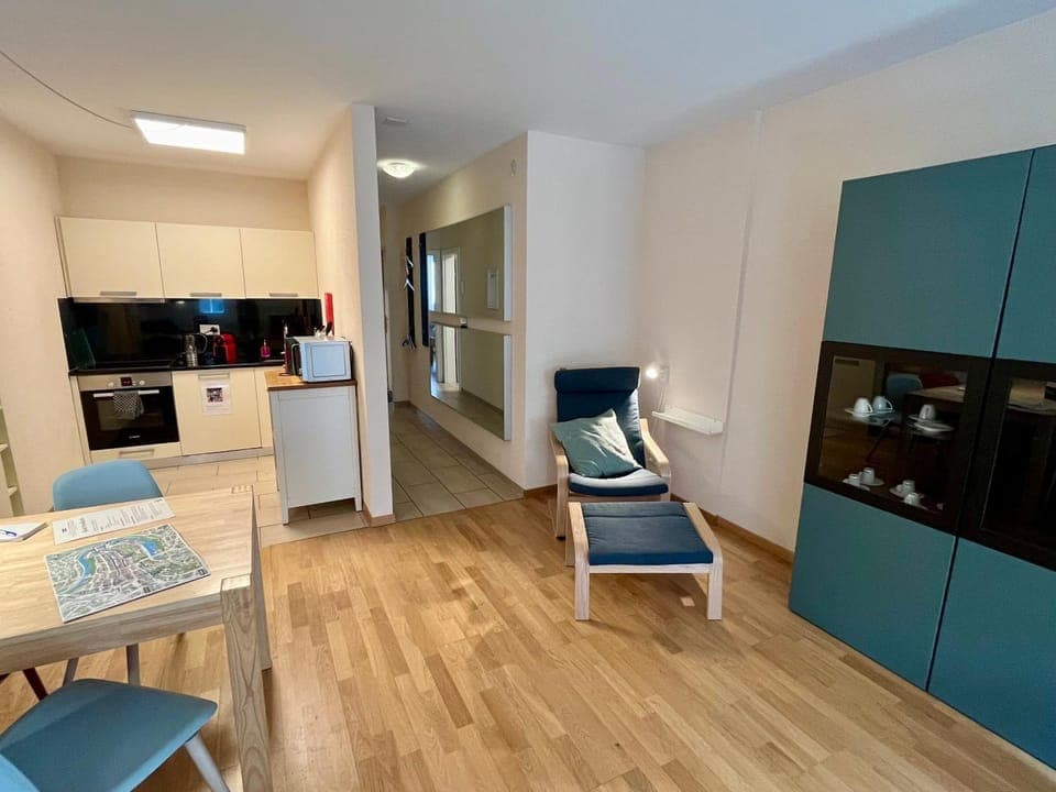 Kitchen or kitchenette, Living room, Seating area, Dining area, oven, stove