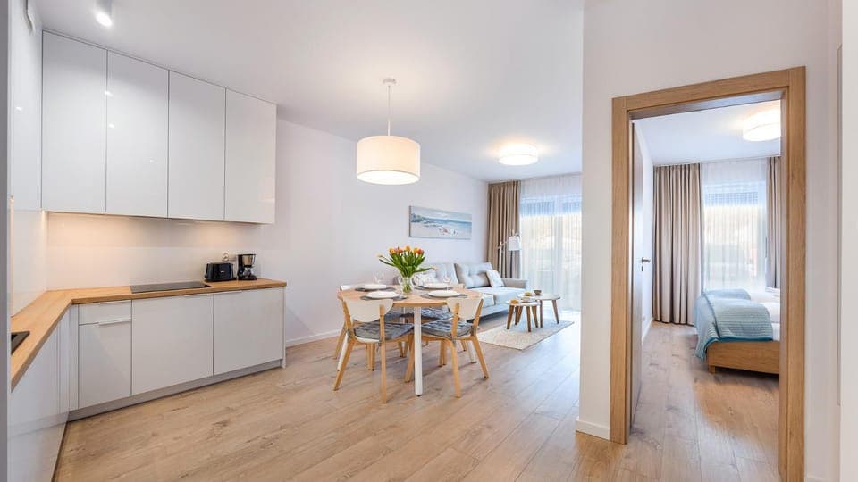 Kitchen or kitchenette, Living room, Dining area