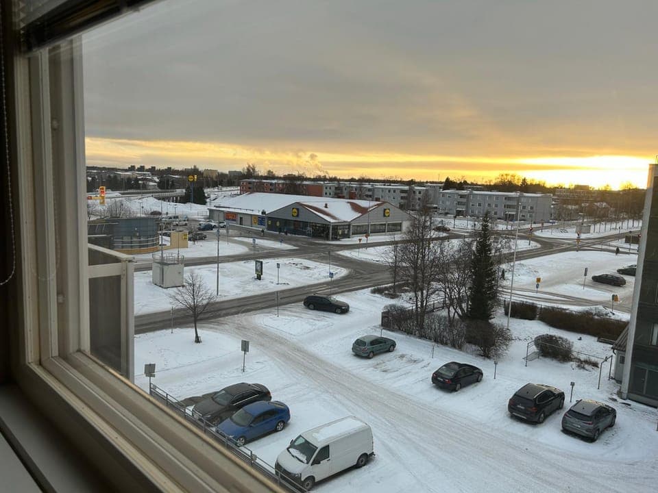 Neighbourhood, Winter, City view, Sunset, Parking