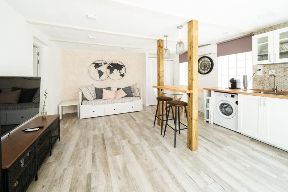 Living room, kitchen