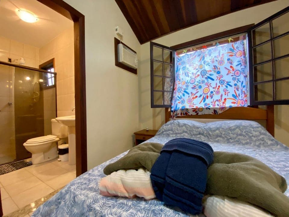 Toilet, Bed, Bathroom, Photo of the whole room, towels