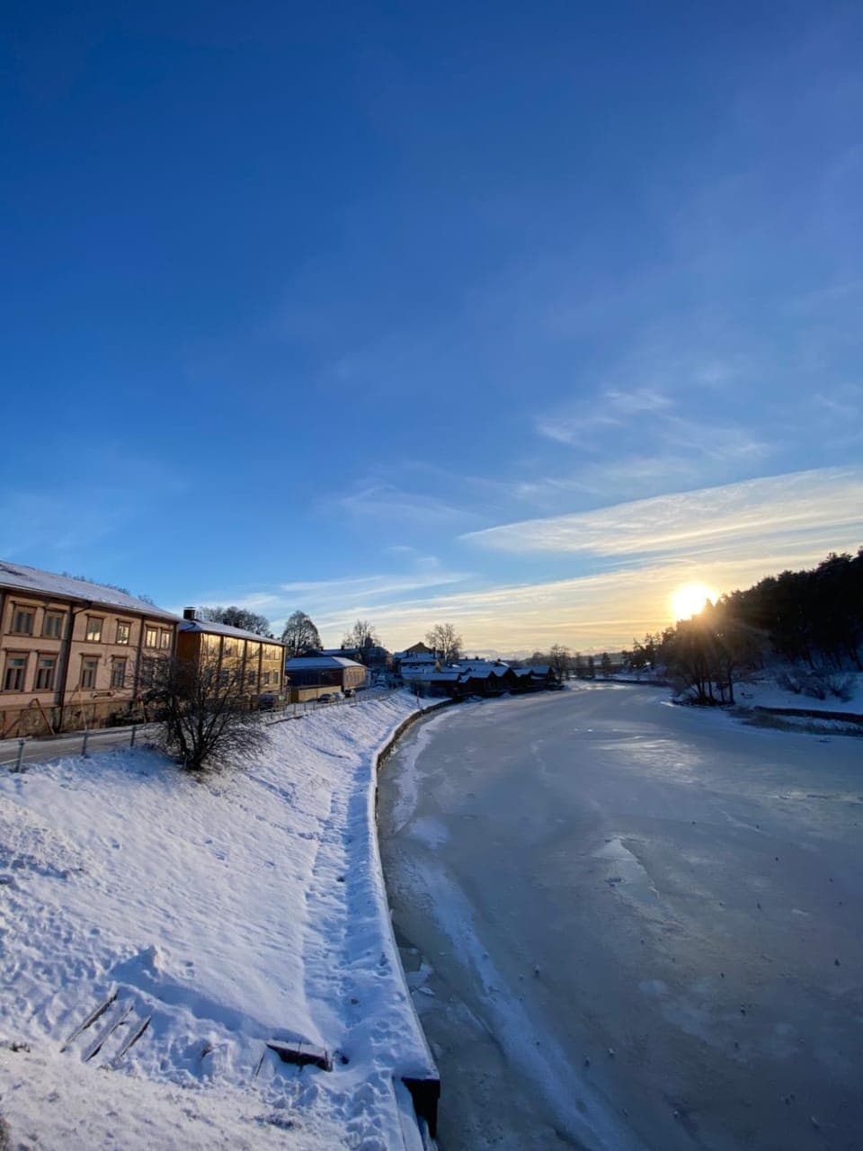 Natural landscape, Winter, River view, Sunset