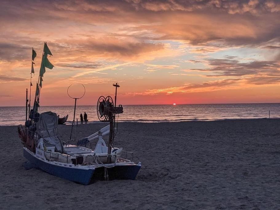 Beach, Sea view, Sunset