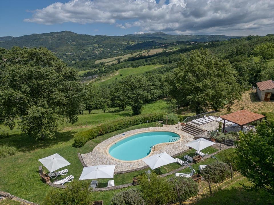 Natural landscape, Bird's eye view, Mountain view, Pool view, Swimming pool