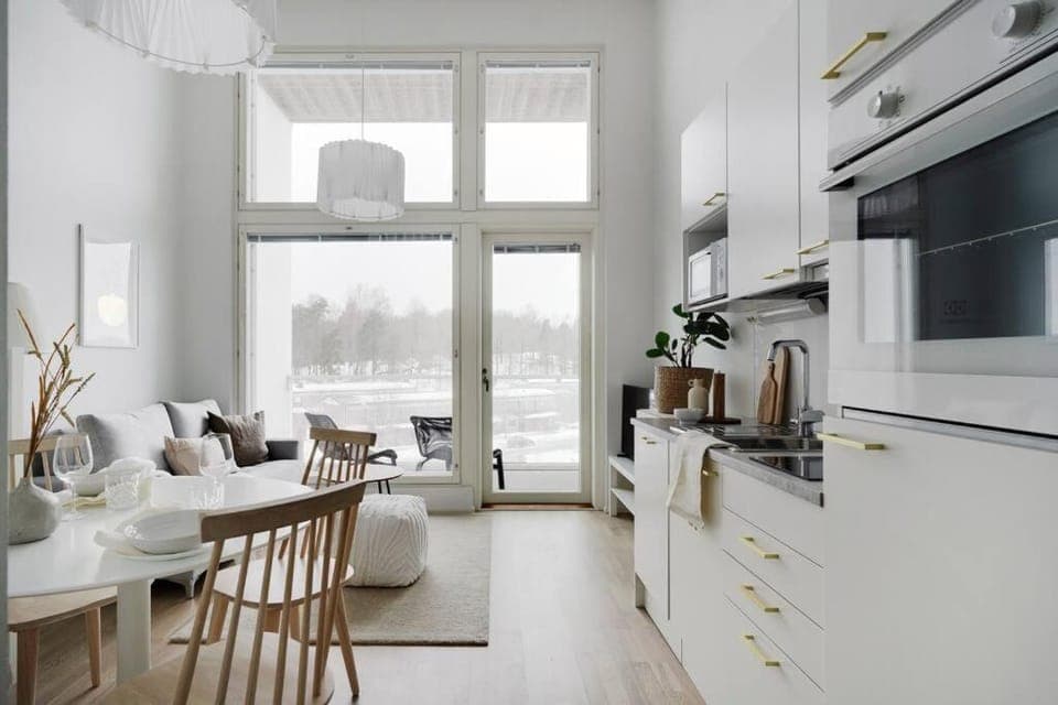 Kitchen or kitchenette, Living room, Dining area
