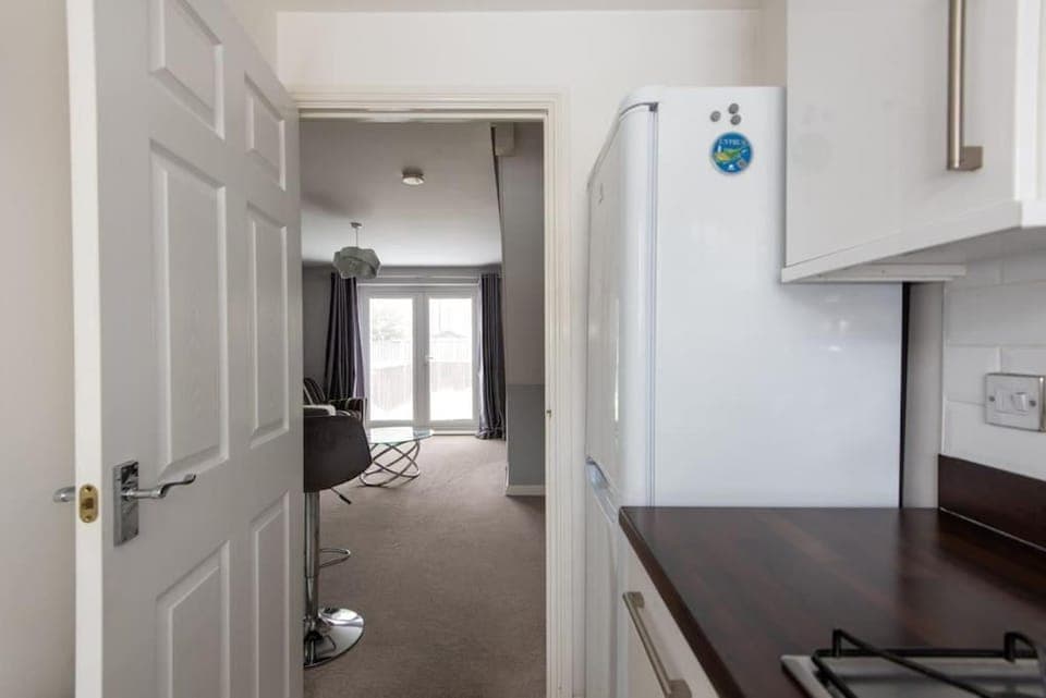 Kitchen or kitchenette, stove