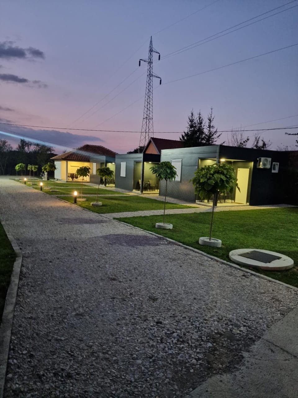 Property building, Night, Garden, Garden view
