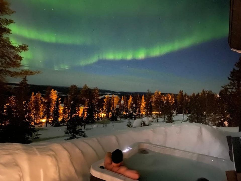 Night, Natural landscape, Winter, Hot Tub