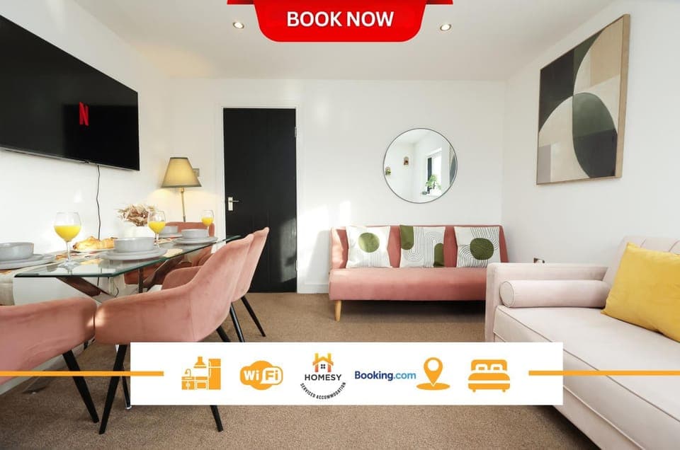 TV and multimedia, Living room, Seating area, Dining area, Text overlay