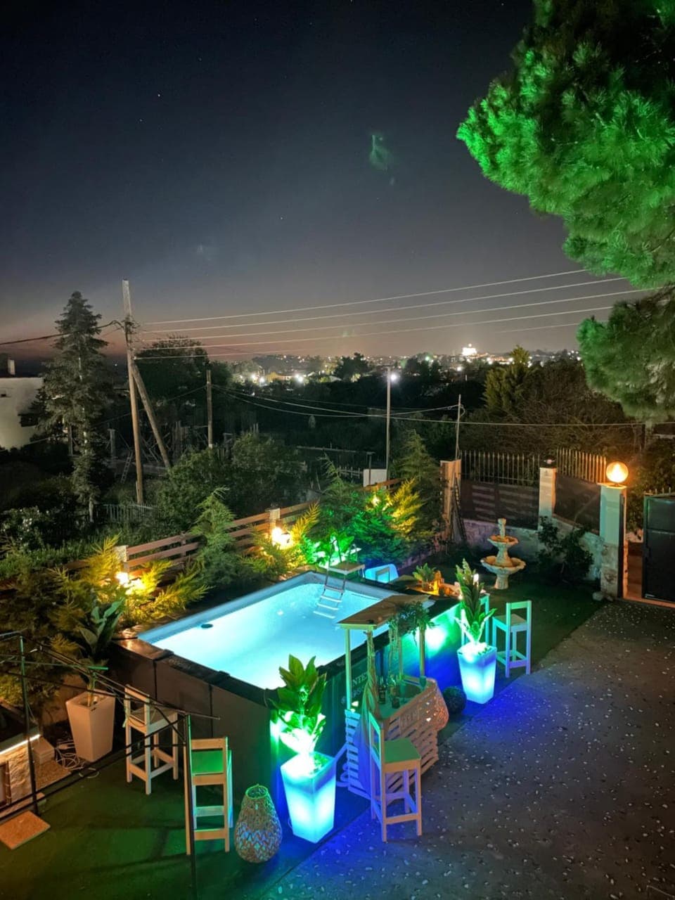Night, Pool view, Swimming pool, Swimming pool