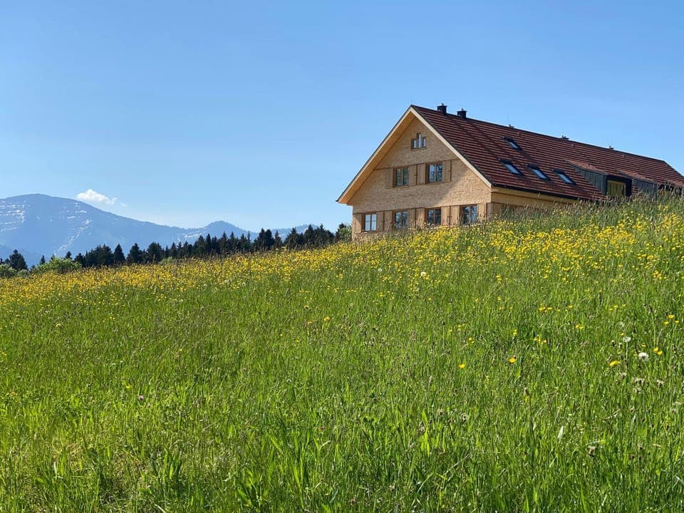 Property building, Spring, Day, Natural landscape, Mountain view